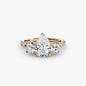 Three-Stone with Pavé Band 3 setting Aces Jewellers 9K Yellow Gold Pear 