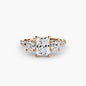 Three-Stone with Pavé Band 3 setting Aces Jewellers 9K Rose Gold Radiant 