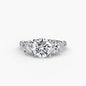 Three-Stone with Pavé Band 3 setting Aces Jewellers 9K White Gold Round 