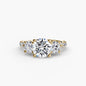Three-Stone with Pavé Band 3 setting Aces Jewellers 9K Yellow Gold Round 