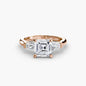 Three-Stone Ring (Baguette Side Stones) setting Aces Jewellers 9K Rose Gold Asscher 