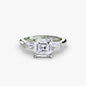 Three-Stone Ring (Baguette Side Stones) setting Aces Jewellers 9K White Gold Asscher 