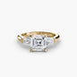 Three-Stone Ring (Baguette Side Stones) setting Aces Jewellers 9K Yellow Gold Asscher 