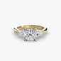 Three-Stone Ring (Baguette Side Stones) setting Aces Jewellers 9K Yellow Gold Cushion 