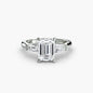 Three-Stone Ring (Baguette Side Stones) setting Aces Jewellers 9K White Gold Emerald 