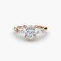 Three-Stone Ring (Baguette Side Stones) setting Aces Jewellers 9K Rose Gold Heart 