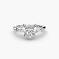 Three-Stone Ring (Baguette Side Stones) setting Aces Jewellers 9K White Gold Heart 