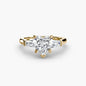 Three-Stone Ring (Baguette Side Stones) setting Aces Jewellers 9K Yellow Gold Heart 