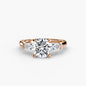 Three-Stone Ring (Baguette Side Stones) setting Aces Jewellers 9K Rose Gold Round 