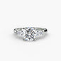 Three-Stone Ring (Baguette Side Stones) setting Aces Jewellers 9K White Gold Round 