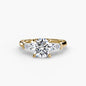 Three-Stone Ring (Baguette Side Stones) setting Aces Jewellers 9K Yellow Gold Round 
