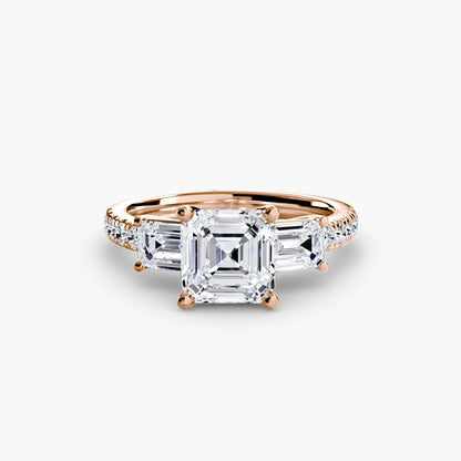 Three-Stone Ring with Pavé Band 4 setting Aces Jewellers 