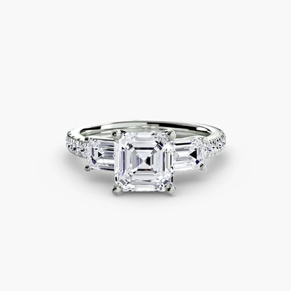 Three-Stone Ring with Pavé Band 4 setting Aces Jewellers 