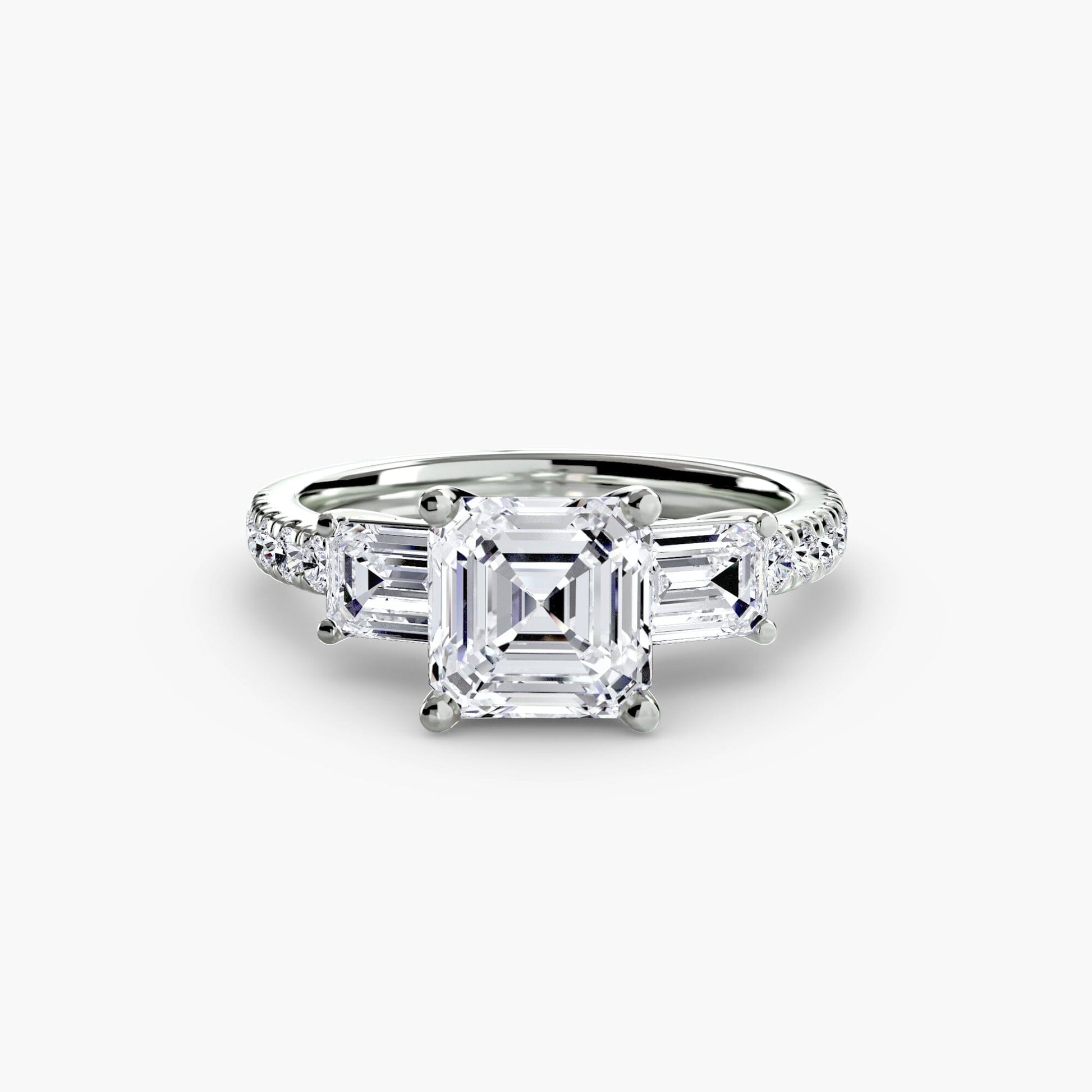 Three-Stone Ring with Pavé Band 4 setting Aces Jewellers 