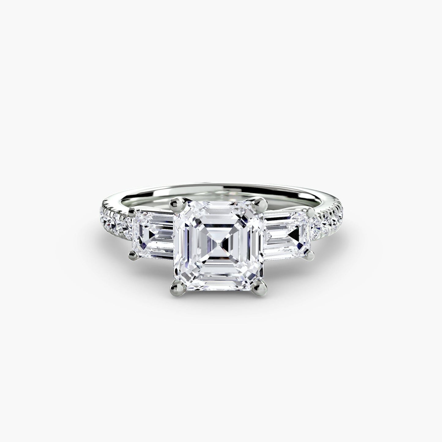 Three-Stone Ring with Pavé Band 4 setting Aces Jewellers 