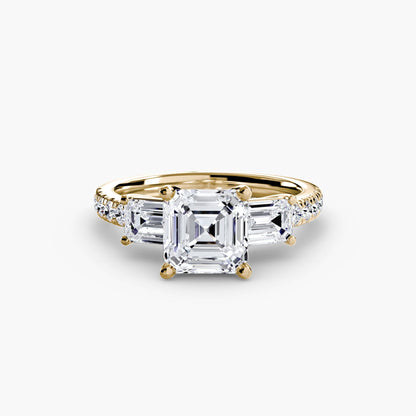Three-Stone Ring with Pavé Band 4 setting Aces Jewellers 