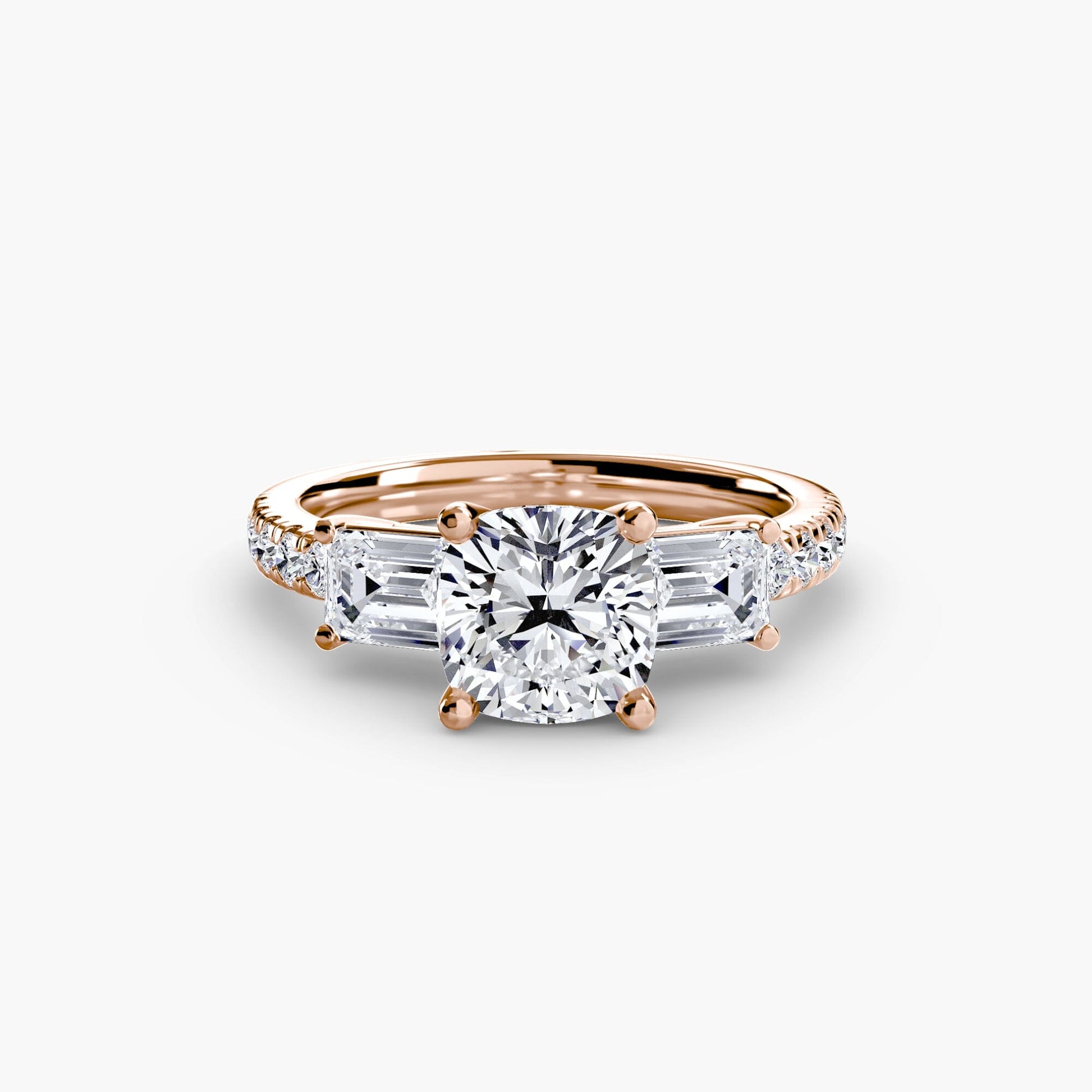 Three-Stone Ring with Pavé Band 4 setting Aces Jewellers 