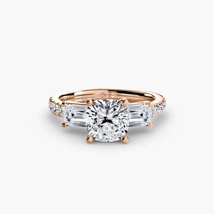 Three-Stone Ring with Pavé Band 4 setting Aces Jewellers 