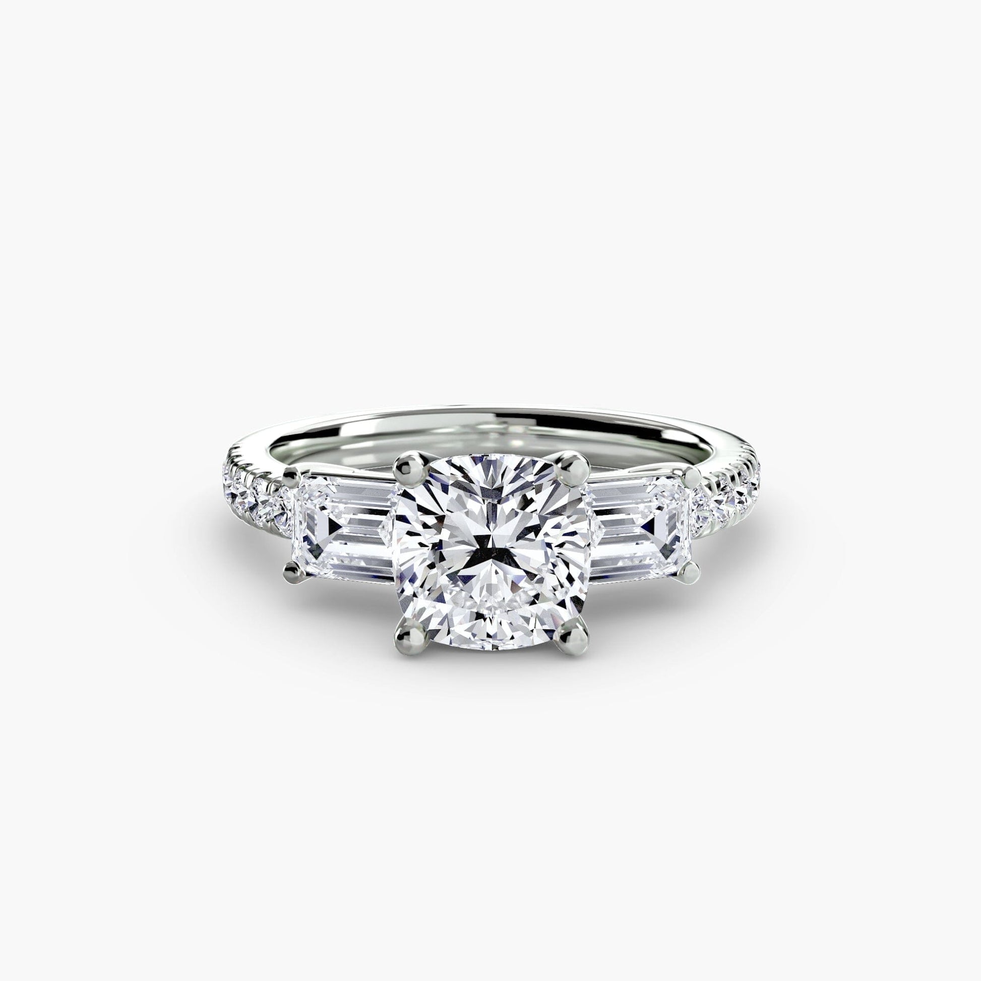 Three-Stone Ring with Pavé Band 4 setting Aces Jewellers 