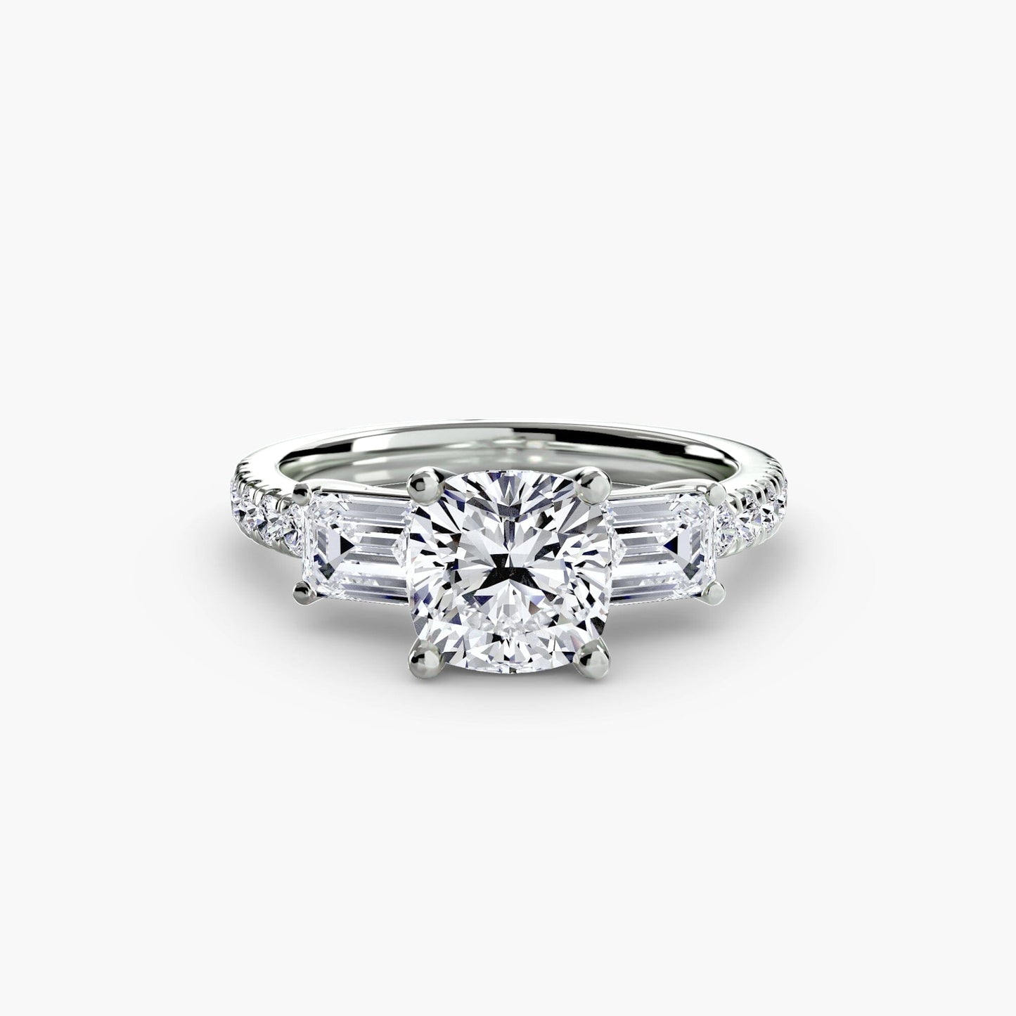 Three-Stone Ring with Pavé Band 4 setting Aces Jewellers 