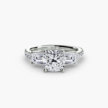 Three-Stone Ring with Pavé Band 4 setting Aces Jewellers 