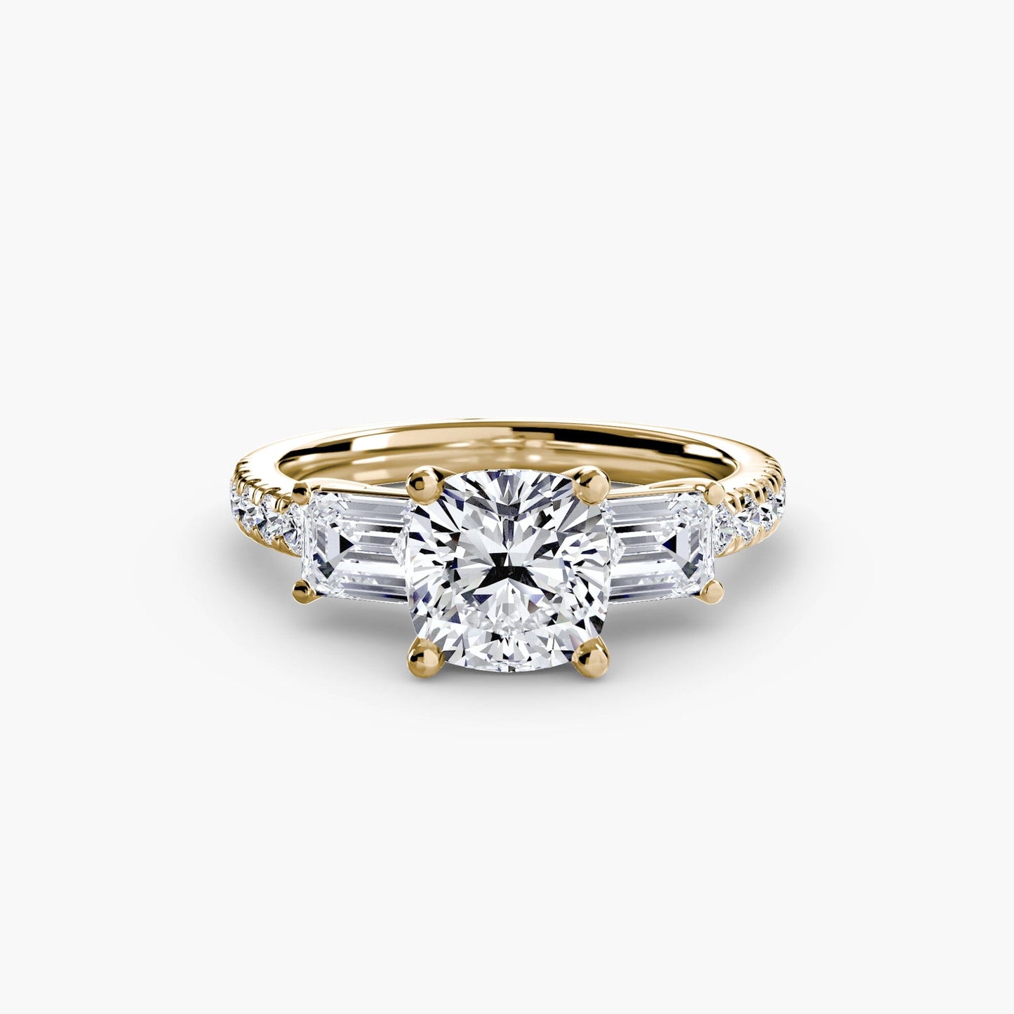 Three-Stone Ring with Pavé Band 4 setting Aces Jewellers 