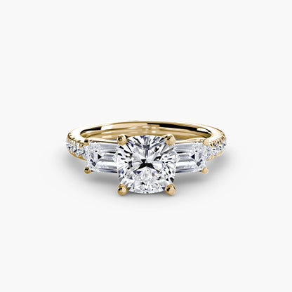 Three-Stone Ring with Pavé Band 4 setting Aces Jewellers 