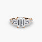 Three-Stone Ring with Pavé Band 4 setting Aces Jewellers 9K Rose Gold Emerald 