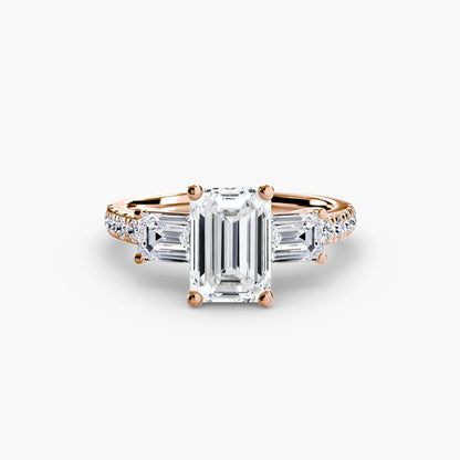 Three-Stone Ring with Pavé Band 4 setting Aces Jewellers 
