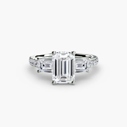 Three-Stone Ring with Pavé Band 4 setting Aces Jewellers 