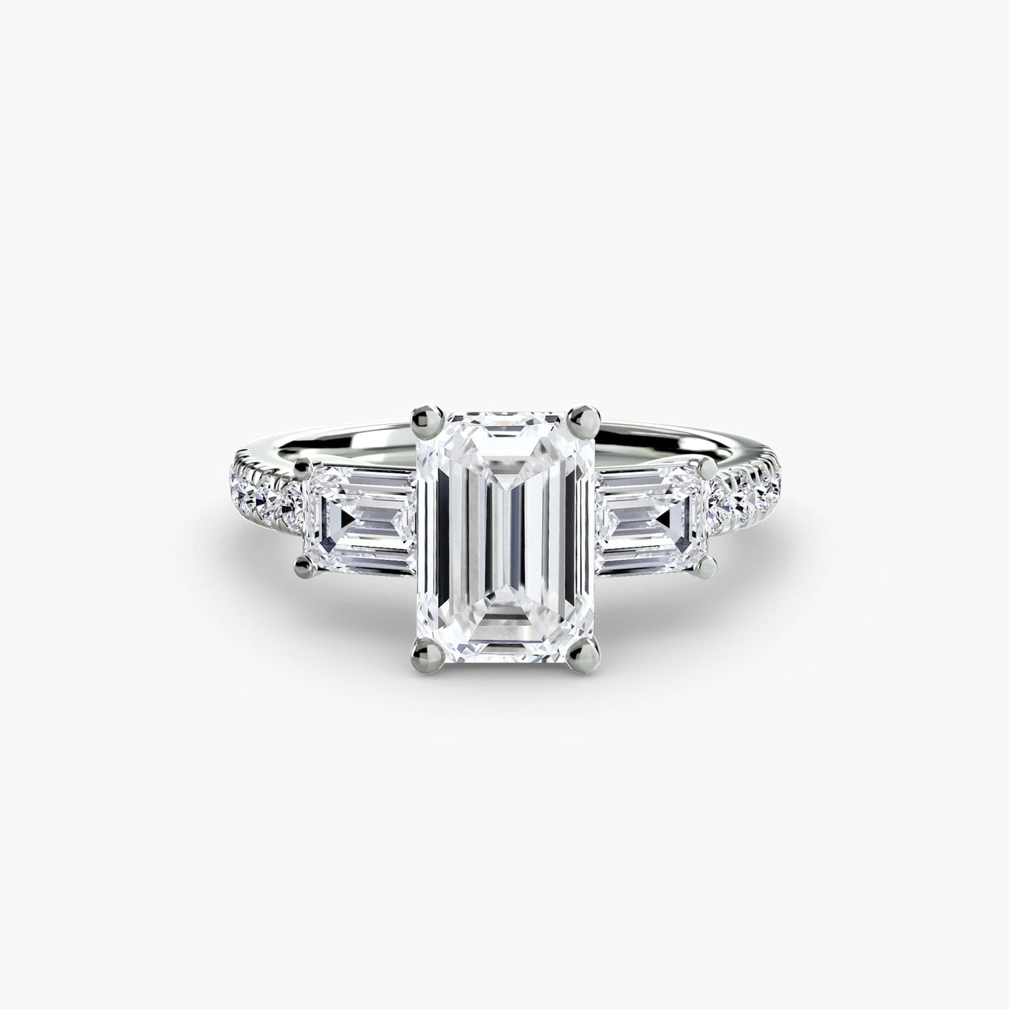 Three-Stone Ring with Pavé Band 4 setting Aces Jewellers 