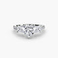 Three-Stone Ring with Pavé Band 4 setting Aces Jewellers 9K White Gold Heart 