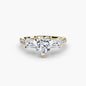Three-Stone Ring with Pavé Band 4 setting Aces Jewellers 9K Yellow Gold Heart 