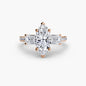 Three-Stone Ring with Pavé Band 4 setting Aces Jewellers 9K Rose Gold Marquise 