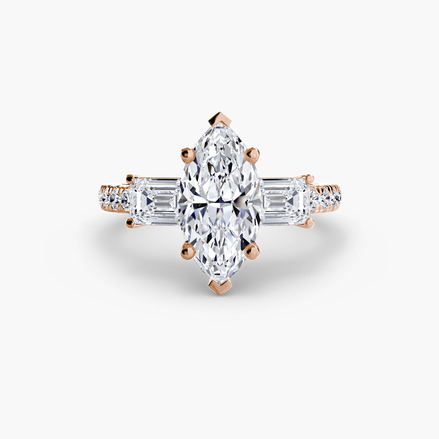 Three-Stone Ring with Pavé Band 4 setting Aces Jewellers 