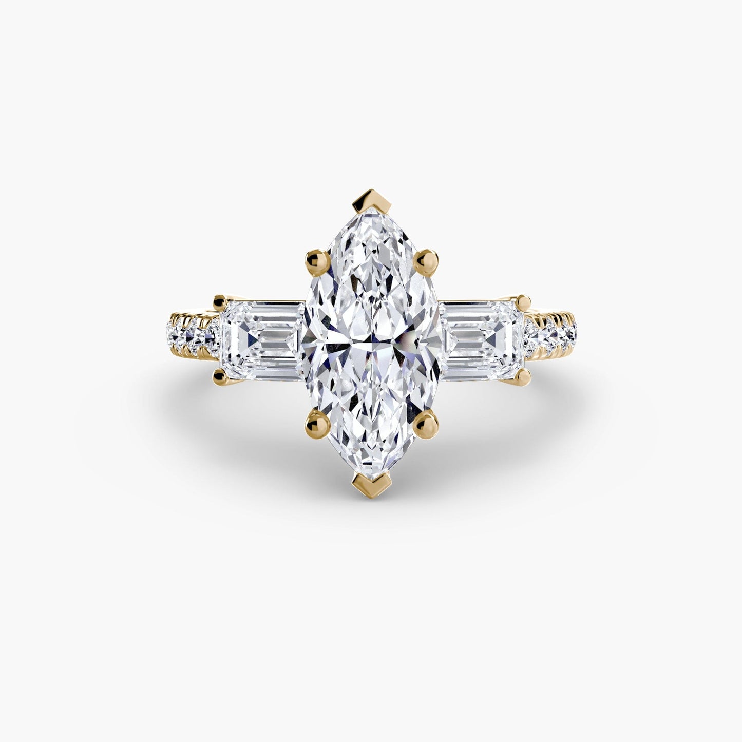 Three-Stone Ring with Pavé Band 4 setting Aces Jewellers 