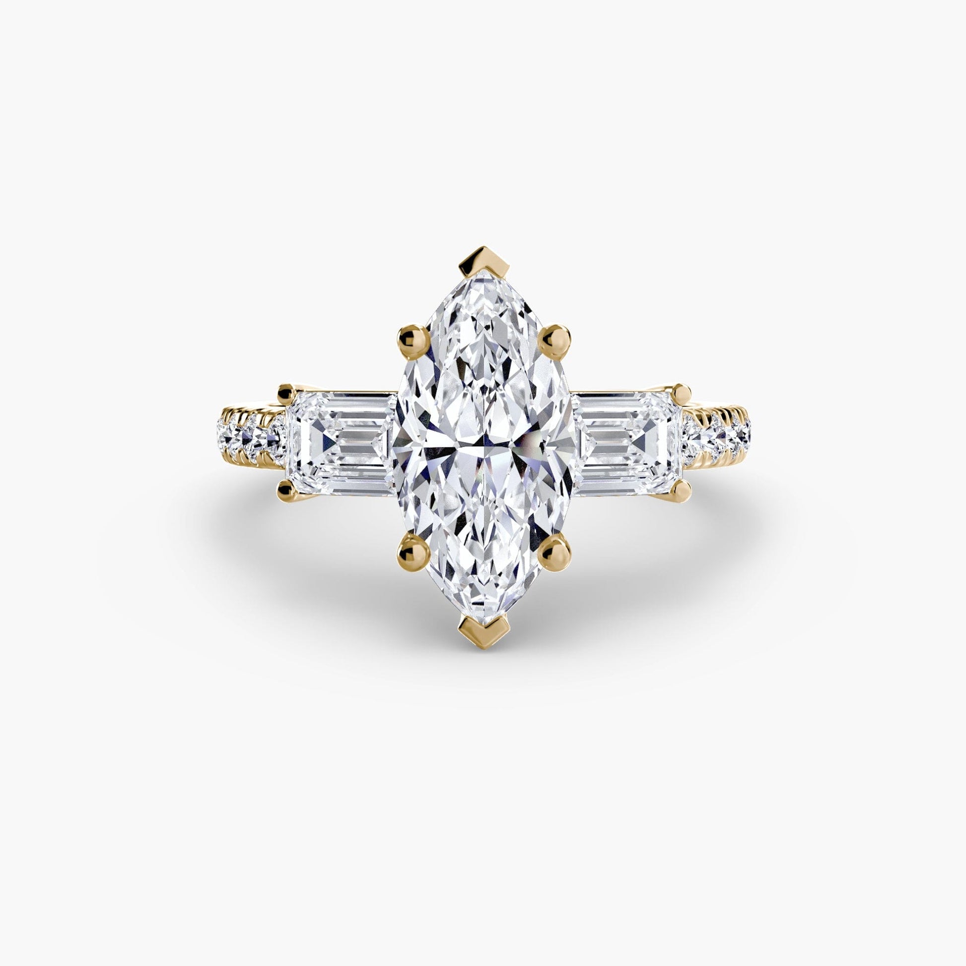 Three-Stone Ring with Pavé Band 4 setting Aces Jewellers 