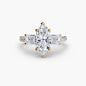 Three-Stone Ring with Pavé Band 4 setting Aces Jewellers 9K Yellow Gold Marquise 