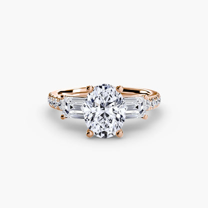 Three-Stone Ring with Pavé Band 4 setting Aces Jewellers 