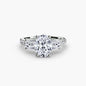 Three-Stone Ring with Pavé Band 4 setting Aces Jewellers 9K White Gold Oval 