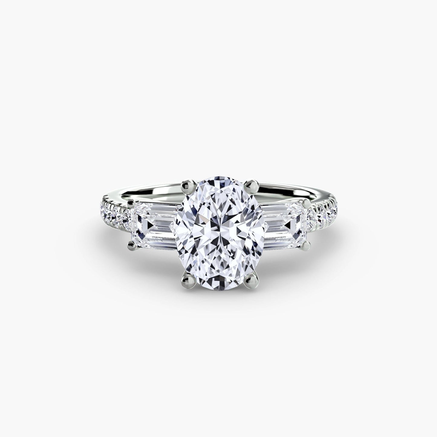 Three-Stone Ring with Pavé Band 4 setting Aces Jewellers 