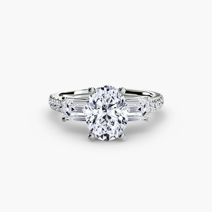 Three-Stone Ring with Pavé Band 4 setting Aces Jewellers 