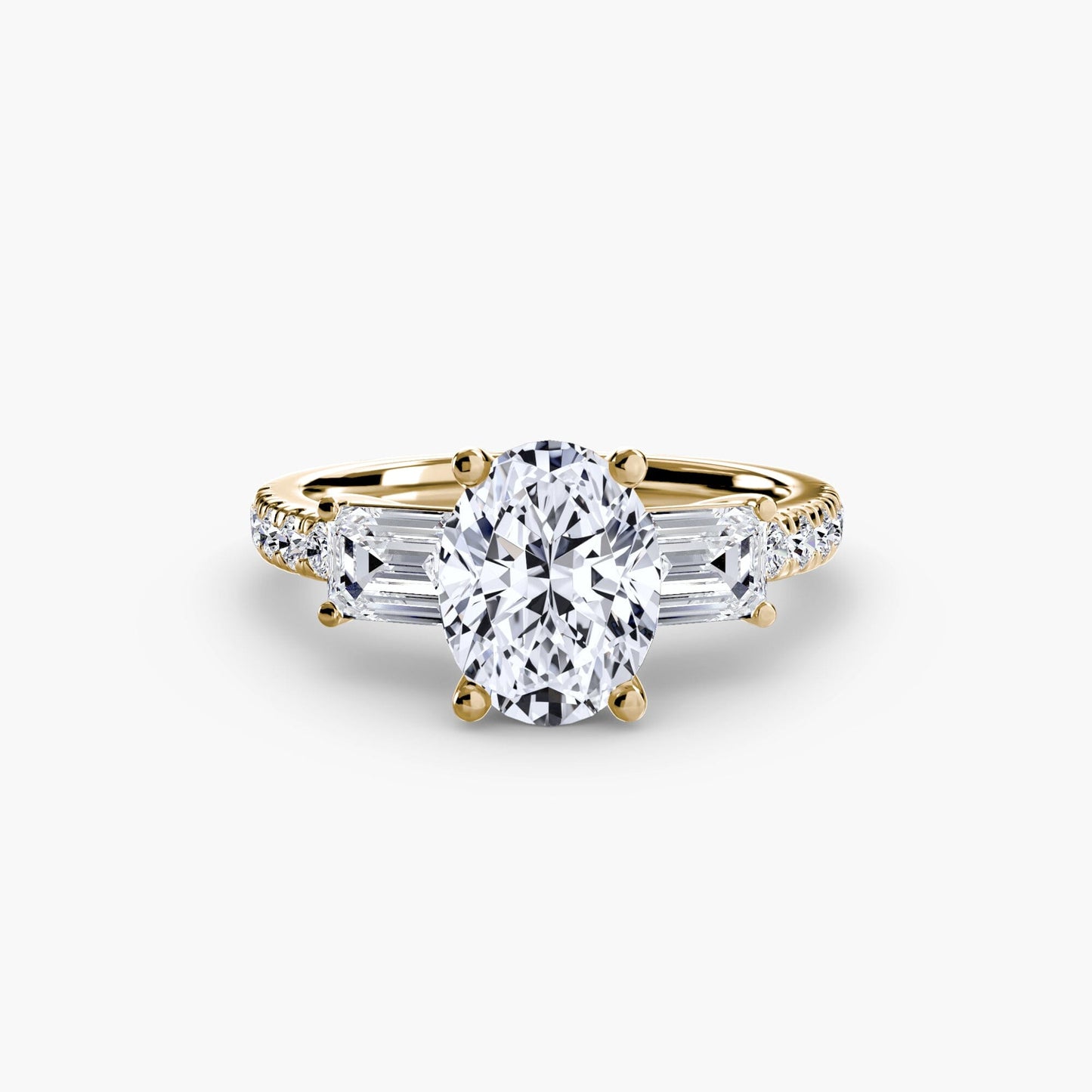 Three-Stone Ring with Pavé Band 4 setting Aces Jewellers 