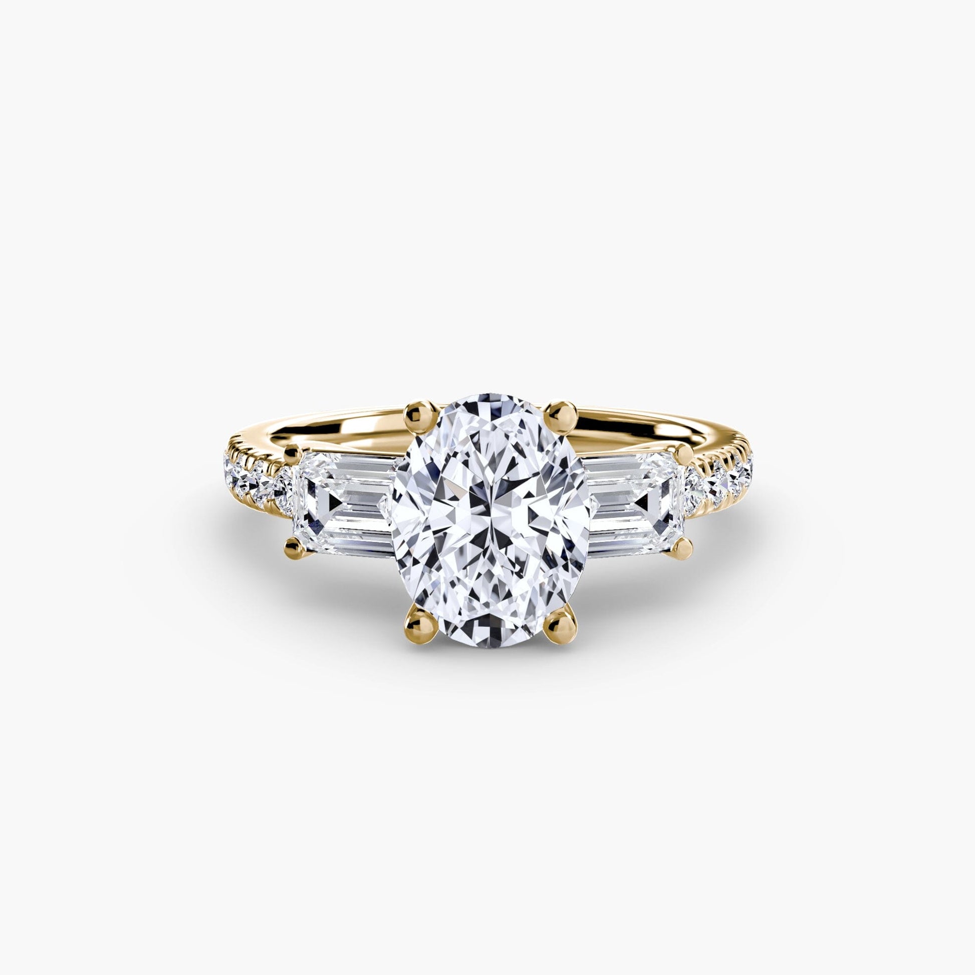Three-Stone Ring with Pavé Band 4 setting Aces Jewellers 