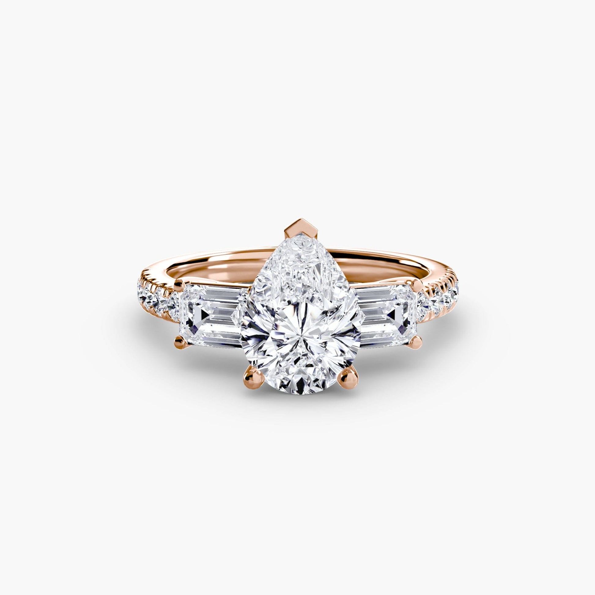 Three-Stone Ring with Pavé Band 4 setting Aces Jewellers 