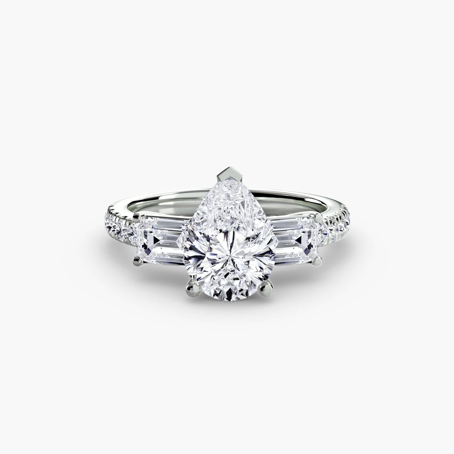 Three-Stone Ring with Pavé Band 4 setting Aces Jewellers 