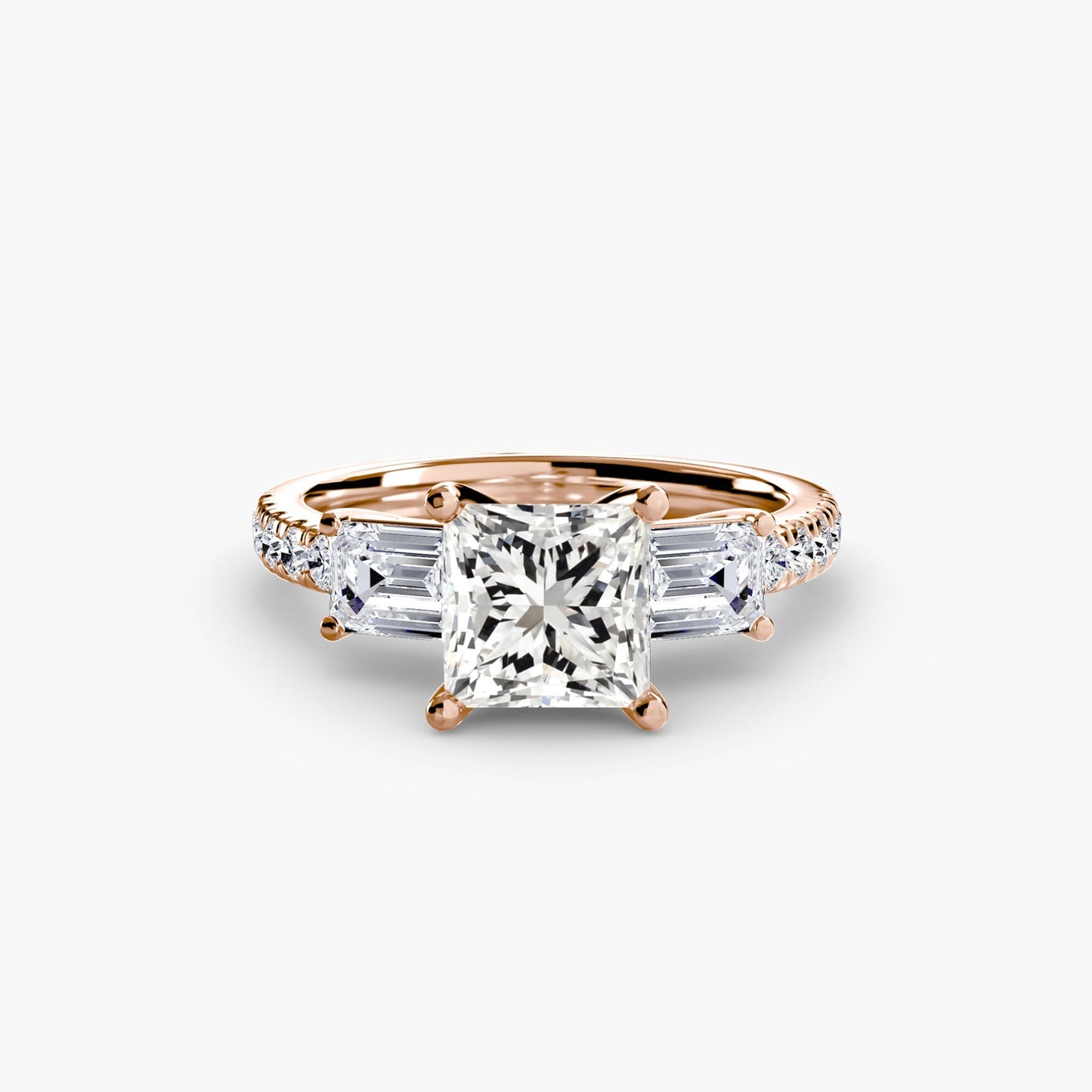 Three-Stone Ring with Pavé Band 4 setting Aces Jewellers 