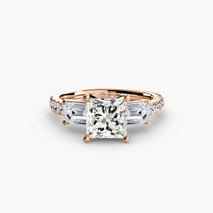 Three-Stone Ring with Pavé Band 4 setting Aces Jewellers 