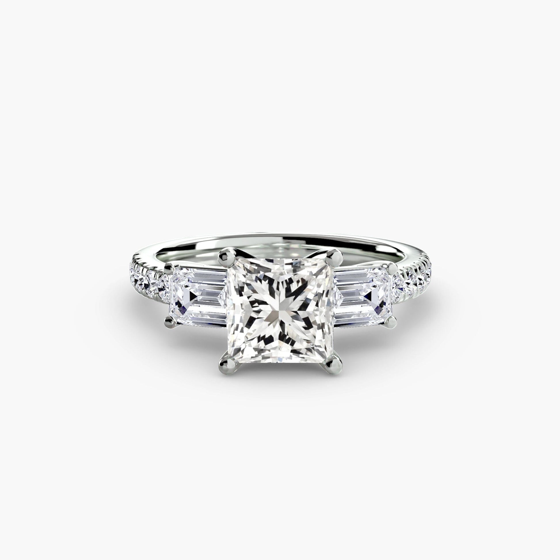 Three-Stone Ring with Pavé Band 4 setting Aces Jewellers 