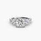 Three-Stone Ring with Pavé Band 4 setting Aces Jewellers 9K White Gold Princess 